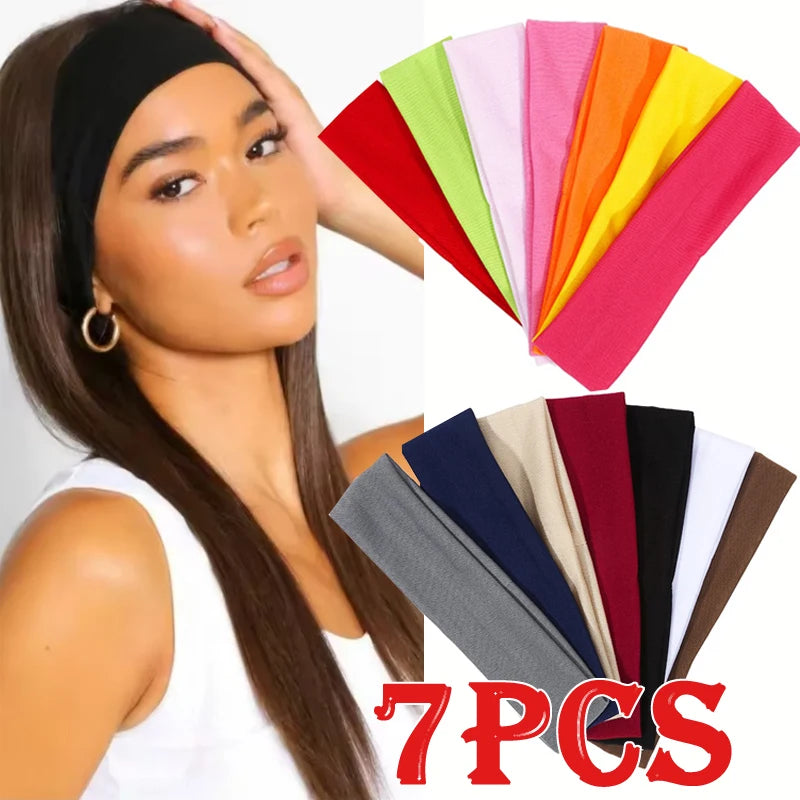 Set of 7 Elastic Hair Bands for Women and Men - Sweat-Absorbing Sports Hair Accessories