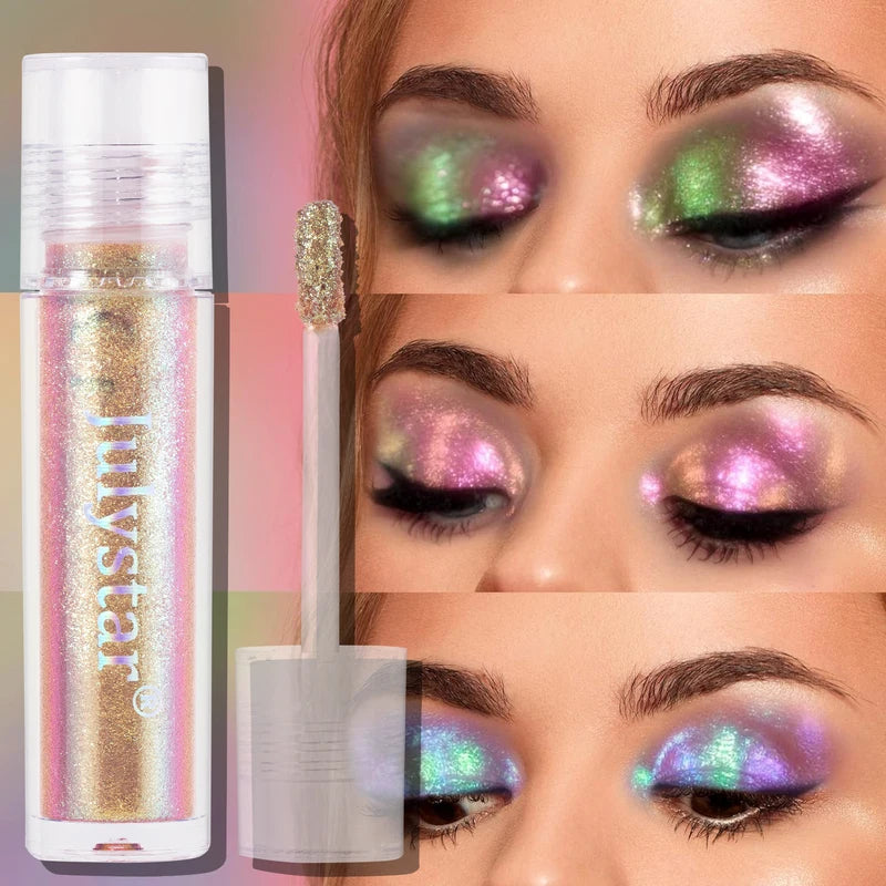 Color Changing Liquid Eyeshadow with Holographic Glitter - Highly Pigmented & Long-Lasting