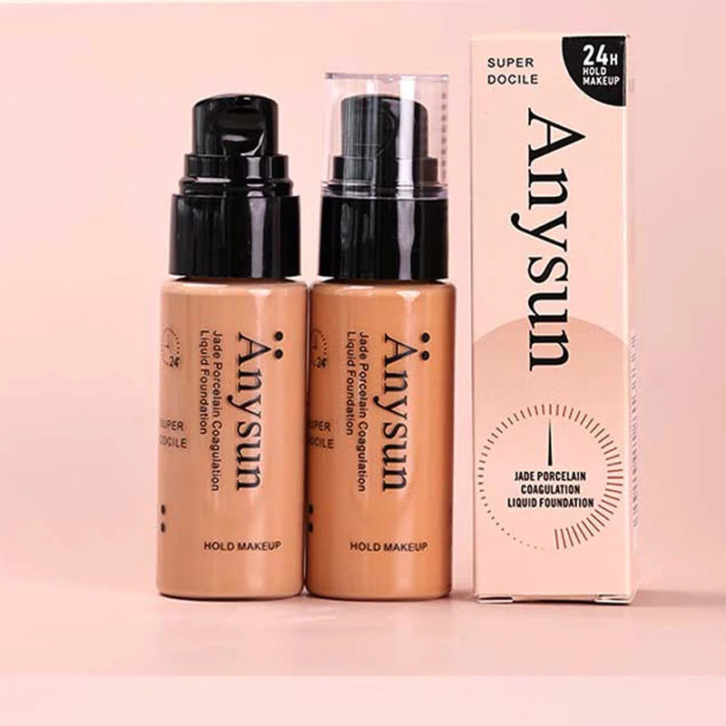 Long-Lasting Liquid Foundation Concealer Waterproof Sweatproof Natural Matte Finish