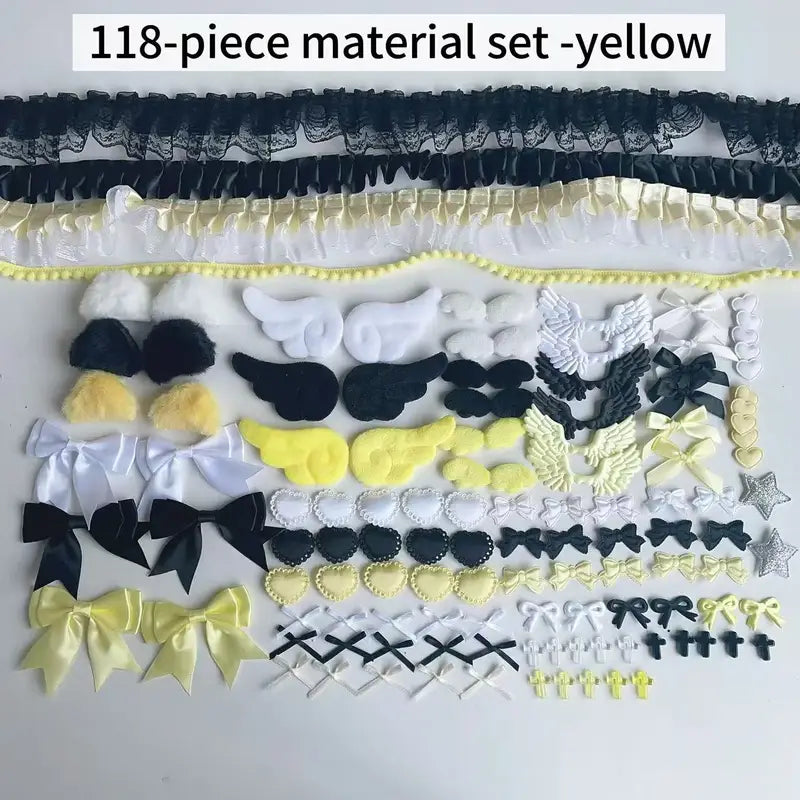 DIY Accessories Set with Pink Lace Material for Crafts and Handmade Projects