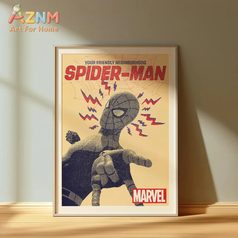 Retro Spider-Man Comic Poster Wall Art - Marvel Home Decor