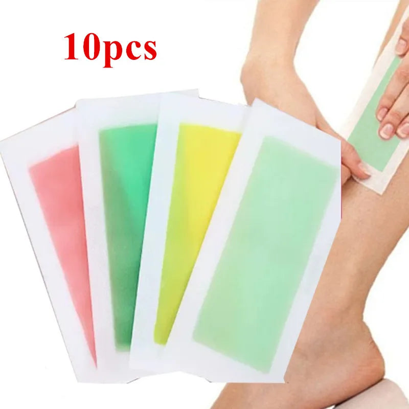 Hair Removal Wax Strips for Face & Body - 10 Pack, Easy to Use, Skin-Friendly
