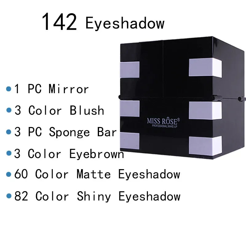 Makeup Case Set with 148 Colors Eyeshadow Palette and Lip Gloss - Portable Holiday Gift Kit