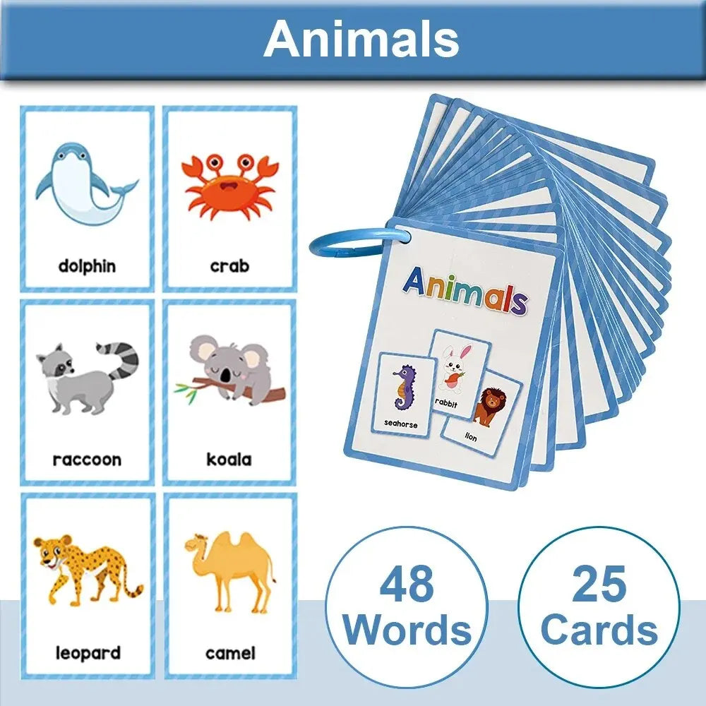 Kids Learning English Words Flash Cards Classroom Teaching Aids - Multiple Colors