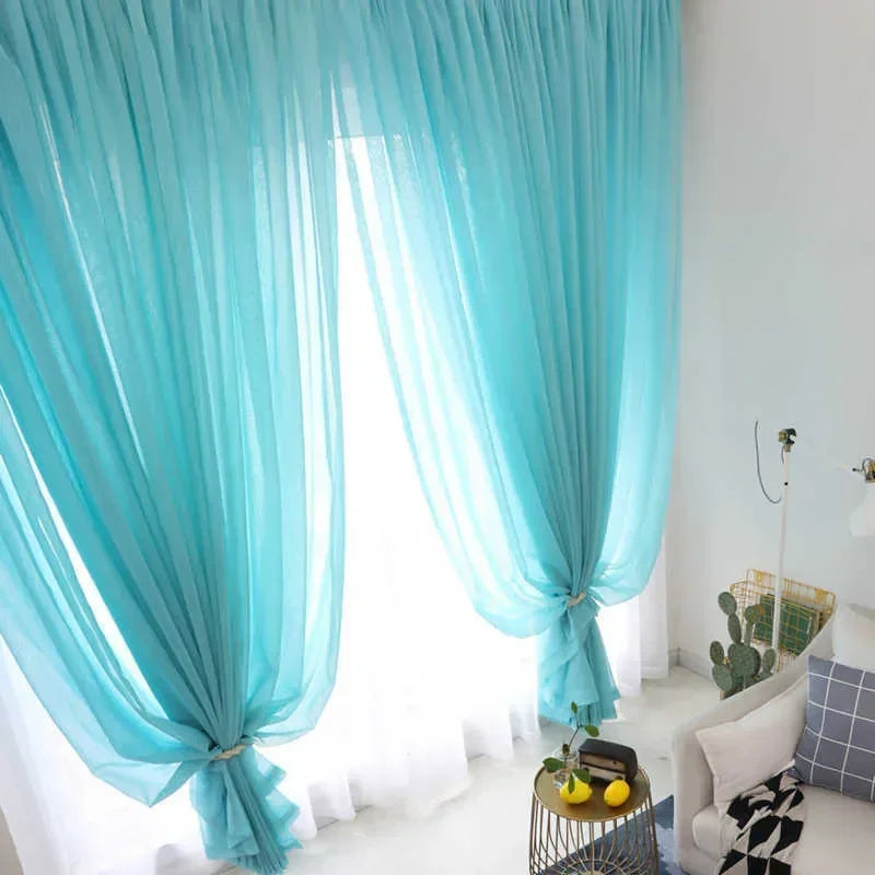 Sheer Voile Curtain for Living Room & Bedroom - Tulle Drapes, Multiple Colors