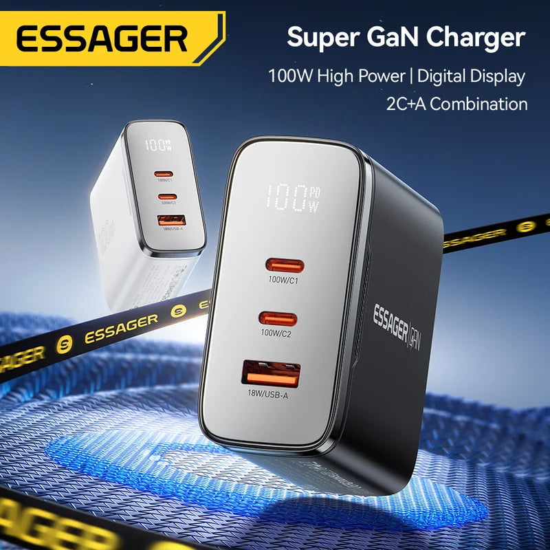 GaN USB C Fast Charger 100W Digital Display QC 4.0 PD 3.2 Universal Compatibility