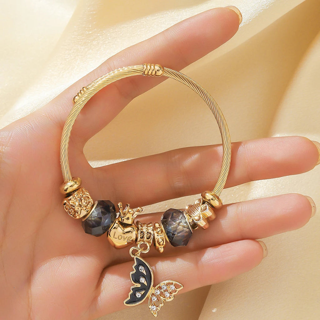 Fashion Beaded Love Bracelet for Women - Multi Element Stainless Steel Charm Jewelry