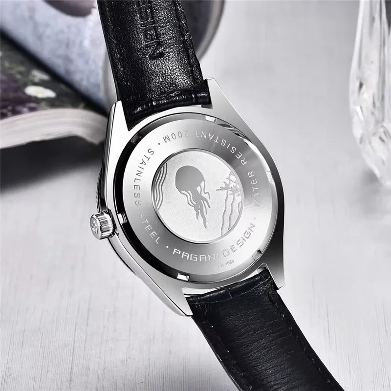 Men's Luxury Quartz Watch 40mm Stainless Steel Waterproof Business Timepiece