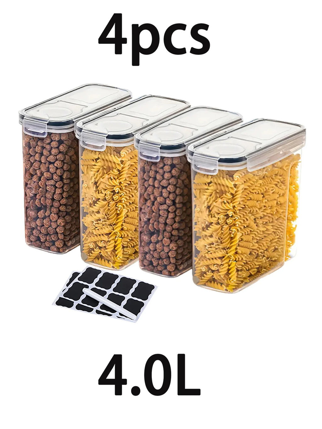 Large Airtight Food Storage Containers Set - 4 Pieces for Kitchen Pantry Organization