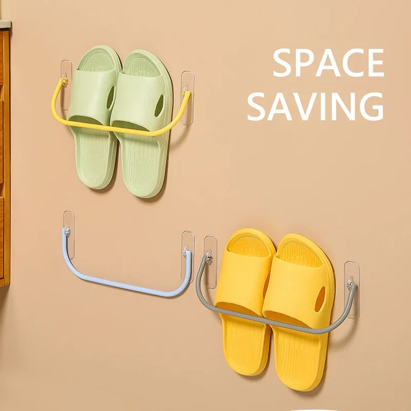 4PCS Wall-Mounted Shoe Rack Hooks Organizer Bathroom Storage Slipper Hanger