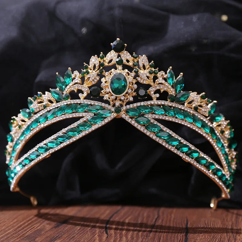 Luxury Queen Crystal Tiara with Flower Design Bridal Wedding Hair Accessory