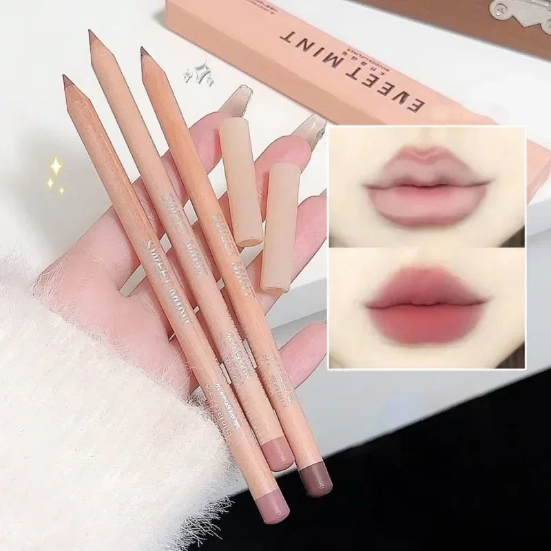 Waterproof Matte Lip Liner Pencil - Long Lasting, Moisturising, Non-stick Cup