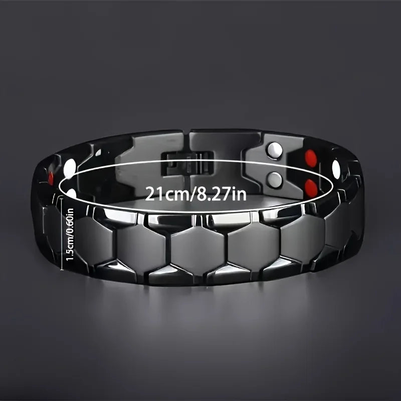 Men's Magnetic Titanium Alloy Bracelet - Detachable Hexagonal Wide Bead Gift