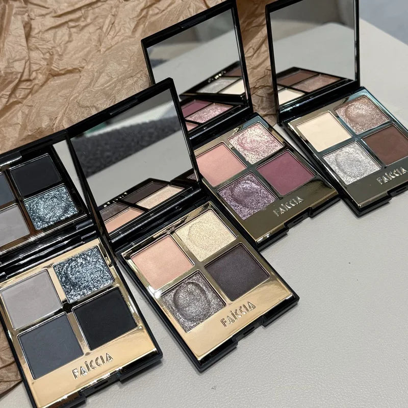 Colorful Eyeshadow Palette with Glitter & Matte Shades - 4 Color Variety