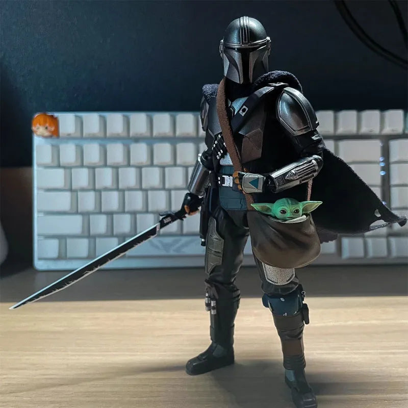 Star Wars Mandalorian Action Figure - Din Djarin Collectible Toy - Electroplated Model