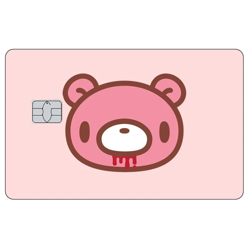 Cute Pink Bear Credit Card Skin Stickers for Visa JCB Mastercard IC Cards