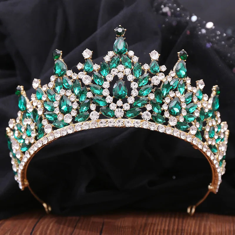 Luxury Queen Crystal Tiara with Flower Design Bridal Wedding Hair Accessory