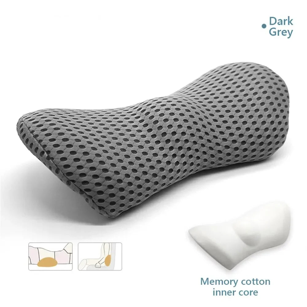 Breathable Memory Foam Lumbar Support Cushion for Car & Bed - Support Pillow