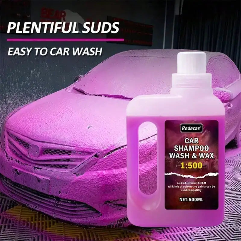 500ml Pink Foam Car Wash Soap with Ceramic Coating - High Concentration Wax for All Car Paints