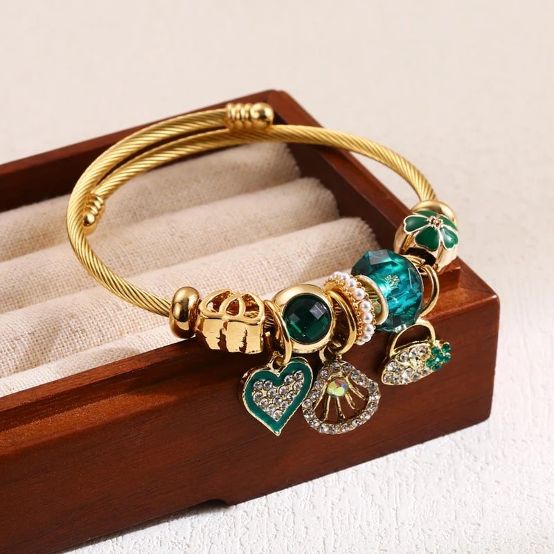 Fashion Beaded Love Bracelet for Women - Multi Element Stainless Steel Charm Jewelry