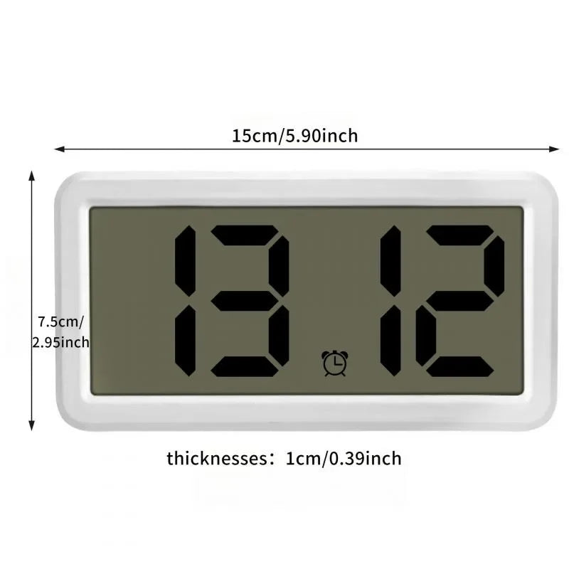 Digital Alarm Clock with Time & Date Display, Snooze Function, Wall-Mount LCD, Battery Powered
