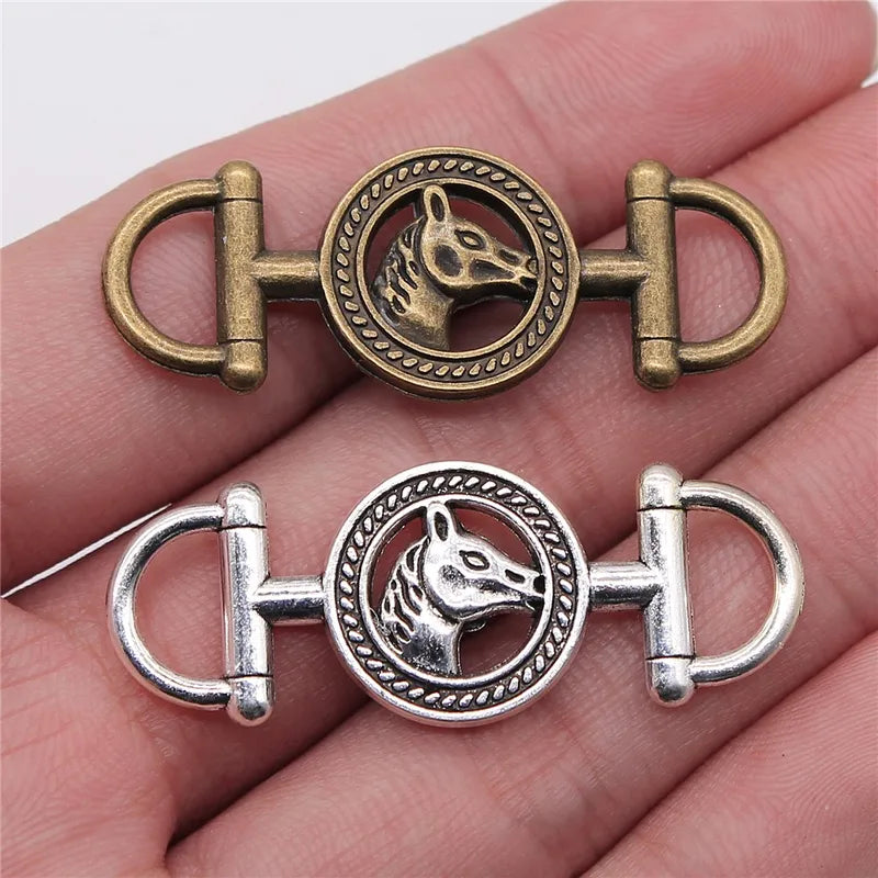 Horse Charms Pendants for Jewelry Making 43x17mm 2 Colors 5pcs - DIY Bracelet Findings