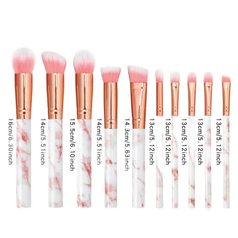 10pcs Makeup Brush Set Cosmetic Tools for Face & Eye Makeup - Beauty Kit