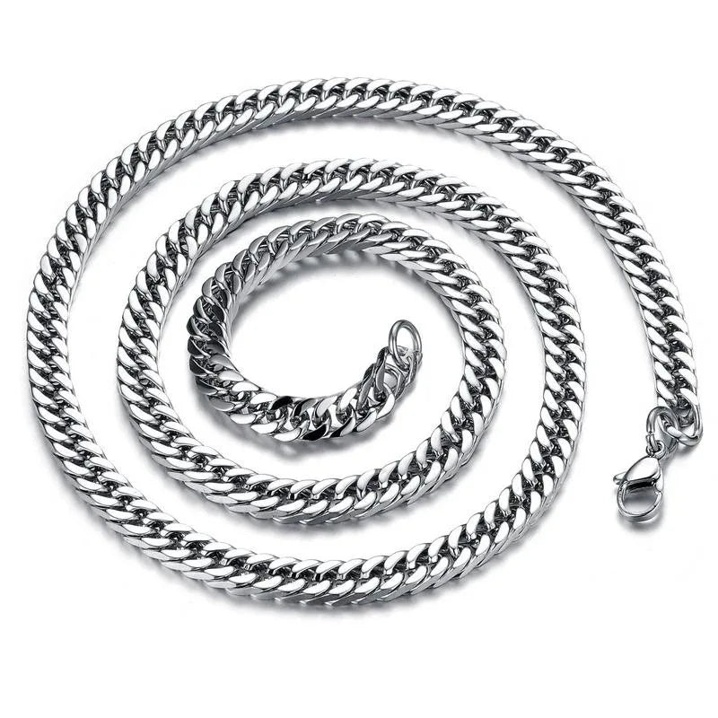 Men's Heavy Stainless Steel Cuban Chain Necklace 8mm-14mm Thick, Unisex Jewelry