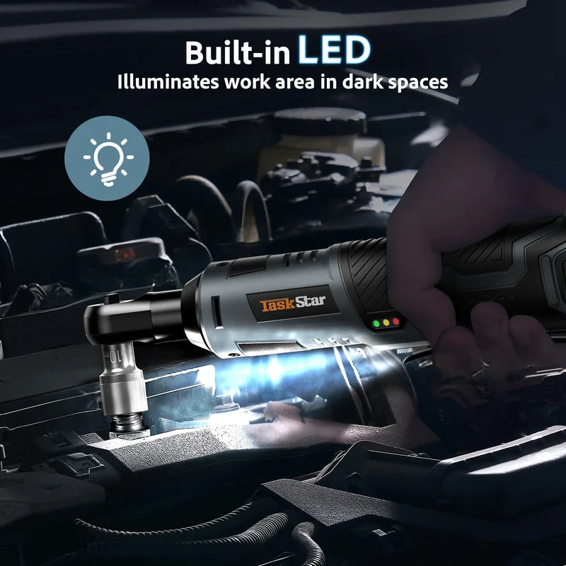 12V Electric Ratchet Wrench Set with 2.0Ah Battery & LED Light for Car Repair