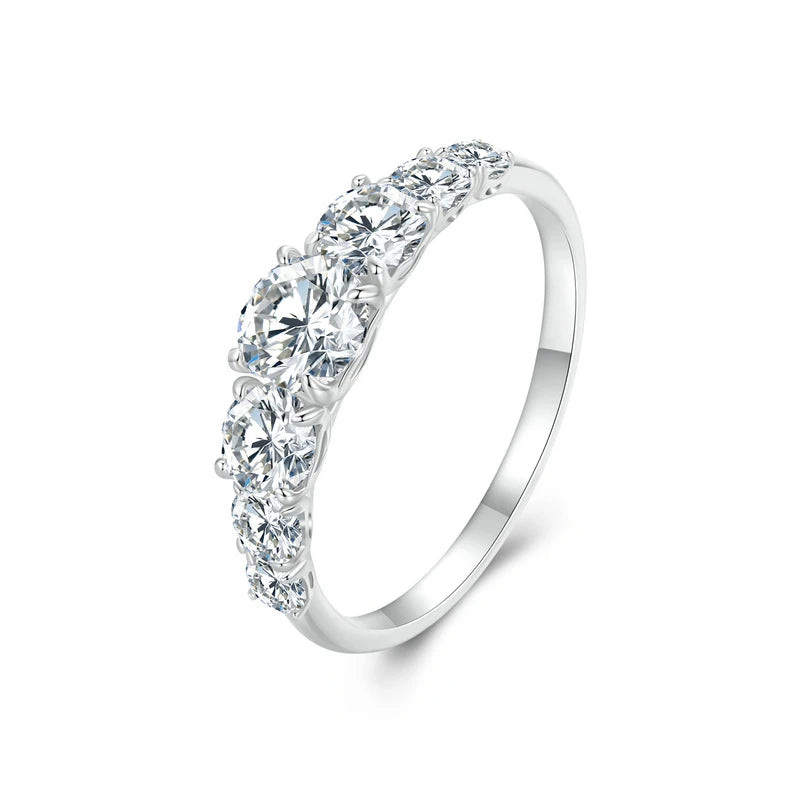 Sterling Silver Moissanite Engagement Ring with Multiple Stones for Women