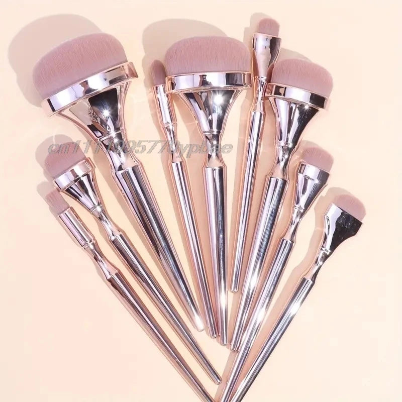 9pcs Rose Gold Makeup Brush Set for Face Eyeshadow Blush Highlighter Foundation