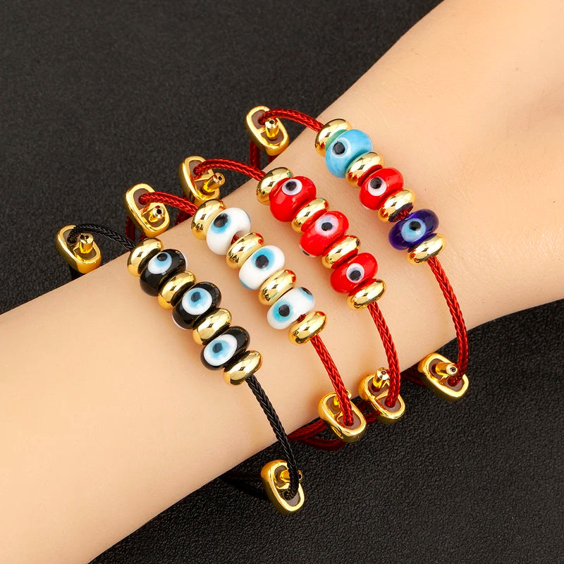 Evil Eye Rope Charm Bracelet for Women Adjustable Punk Jewelry Gift
