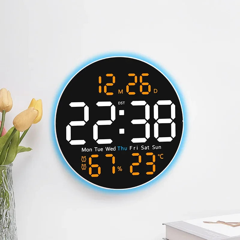 Multifunctional Wall Clock with Remote LED Large Screen & Atmosphere Light