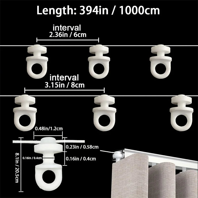 393.7 Inch Silent Curtain Track with Bead Sliders for Wavy S-Curve Curtains