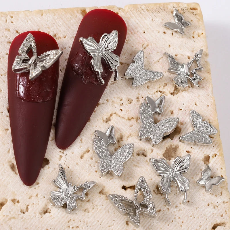 60 Pcs Nail Art Butterfly Charms - Mini Alloy Decor for Nail Crafts