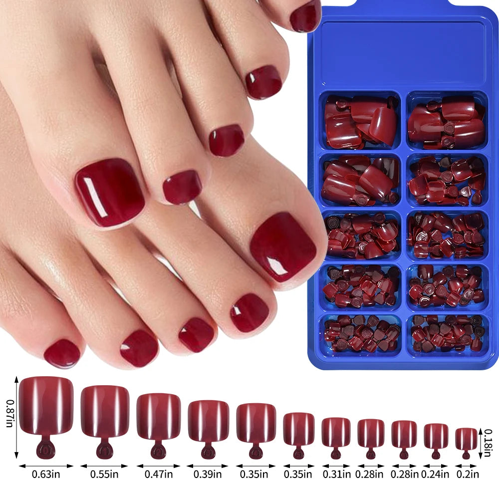100Pcs Short Press-On Square Toenail Tips - Fake Acrylic Toe Nails