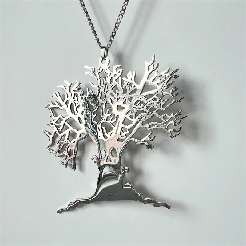 Scary Tree Necklace Gothic Pendant Chain Halloween Jewelry for Men & Women