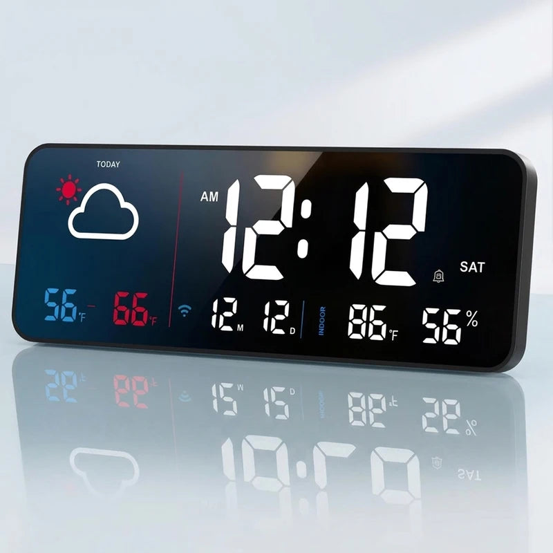 WiFi Smart Weather Clock with Indoor Temp & Humidity Display, Alarm & App Control