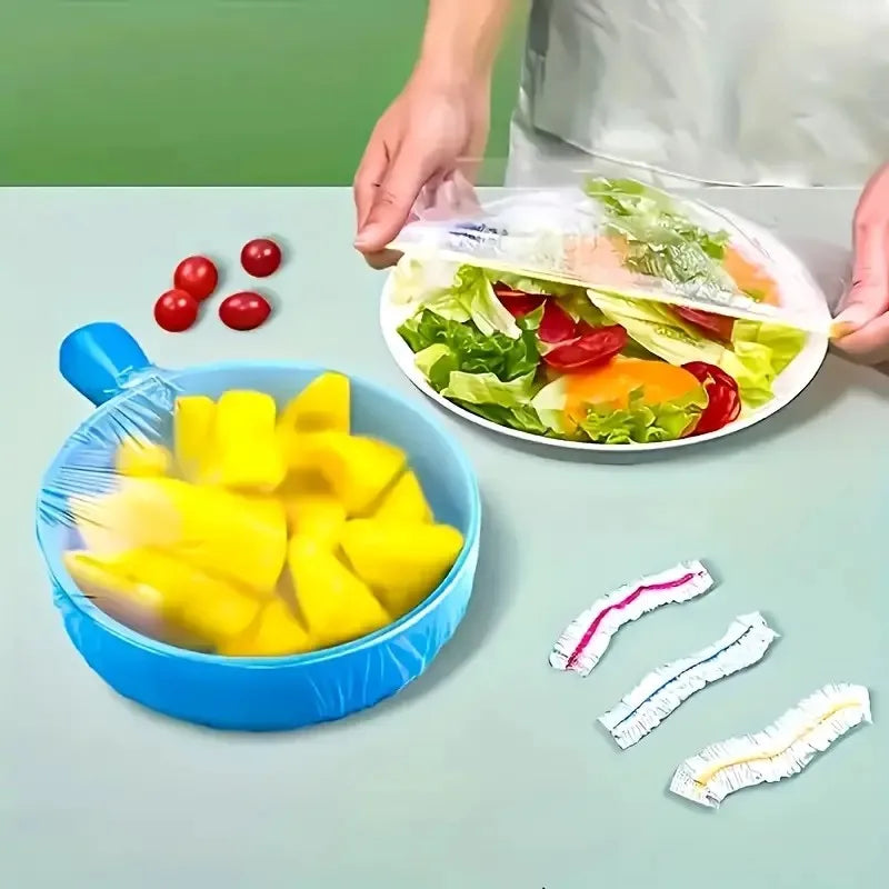 100Pcs Colorful Food Cover Lids Set Elastic Wraps for Bowl & Food Storage