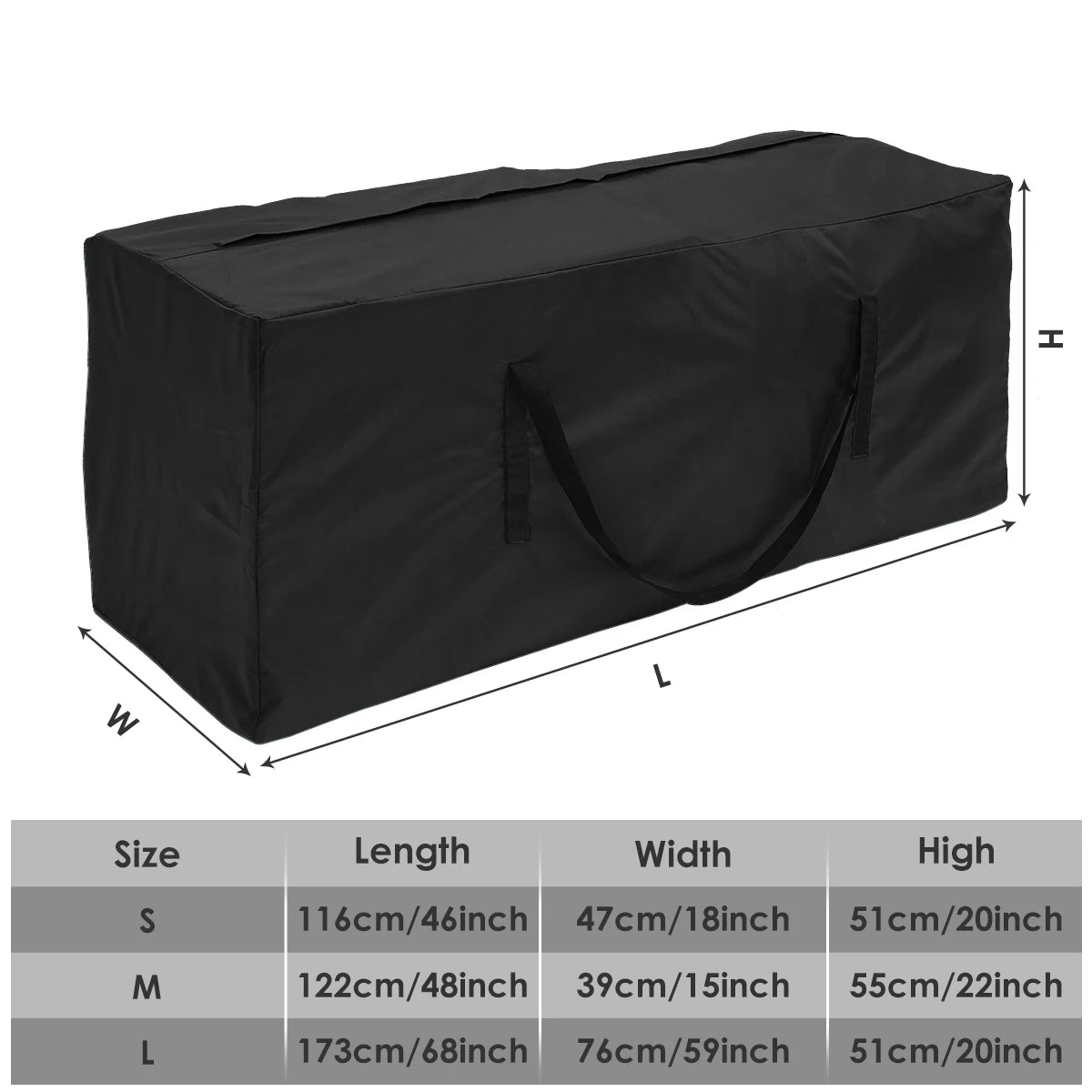 Large Capacity Waterproof Cushion Storage Bag - Outdoor Furniture Cover with UV Protection