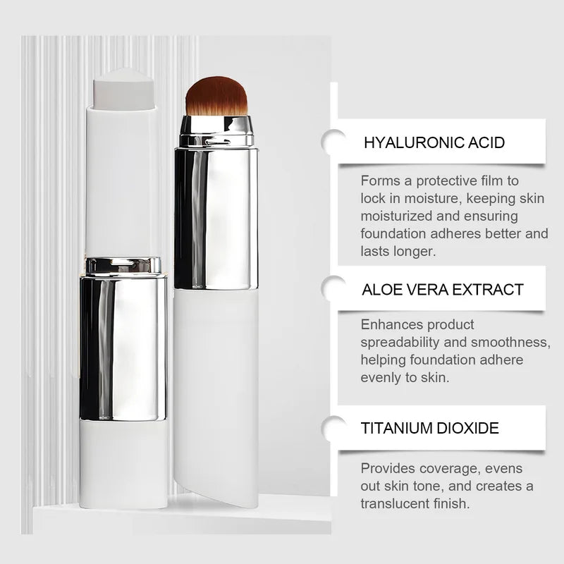 Temperature Changing Foundation Stick with Built-in Brush Waterproof Long-Lasting Face Makeup