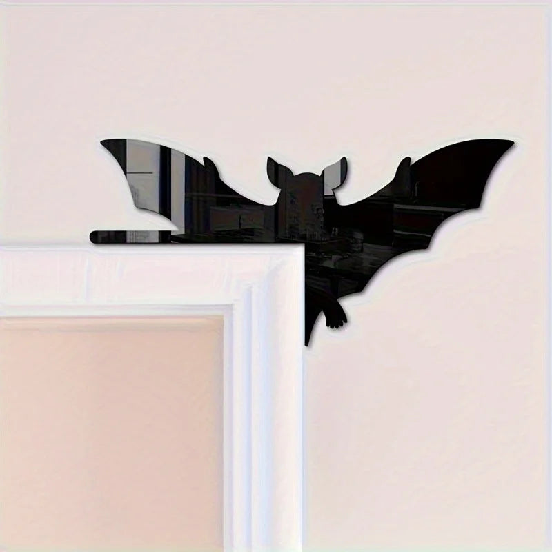 Acrylic Halloween Bat Wall Mirror decor - Removable DIY Home Art Sign for Living Room Bedroom Kitchen Bathroom