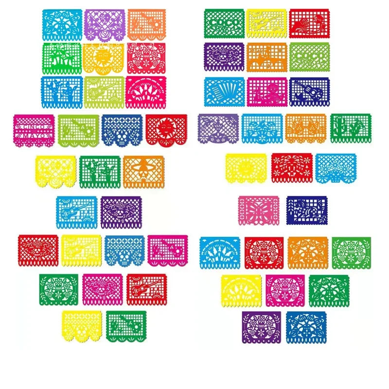 Mexican Theme Party Banner Felt Flags for Day of The Dead & Birthday Decor