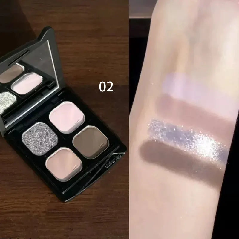 Refillable Eyeshadow Palette with 4 Harmonious Shades - No Fallout, Smooth Application