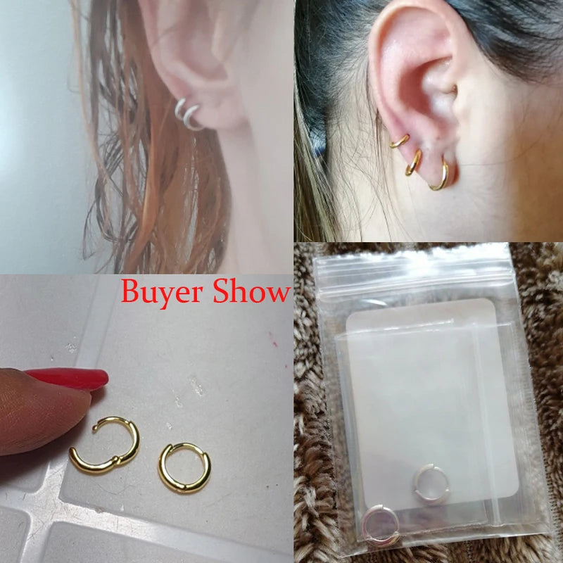 Sterling Silver Rose Gold Small Hoop Earrings for Women Girls Gift Jewelry