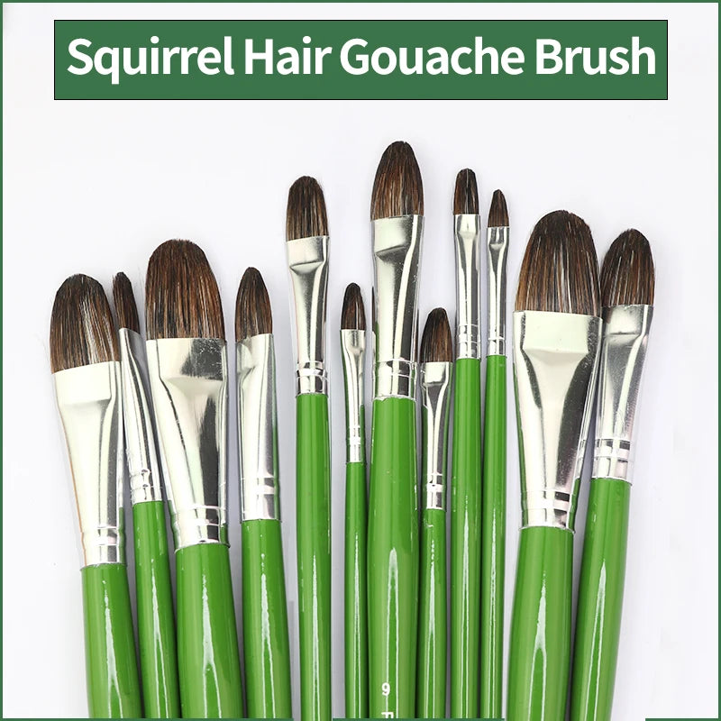1/6Pcs Artist Watercolor Paint Brushes Set - Squirrel Hair Wooden Handle for Oil, Acrylic, Gouache