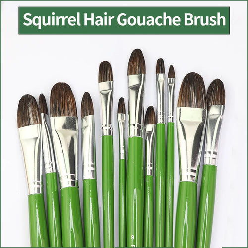 1/6Pcs Artist Watercolor Paint Brushes Set - Squirrel Hair Wooden Handle for Oil, Acrylic, Gouache