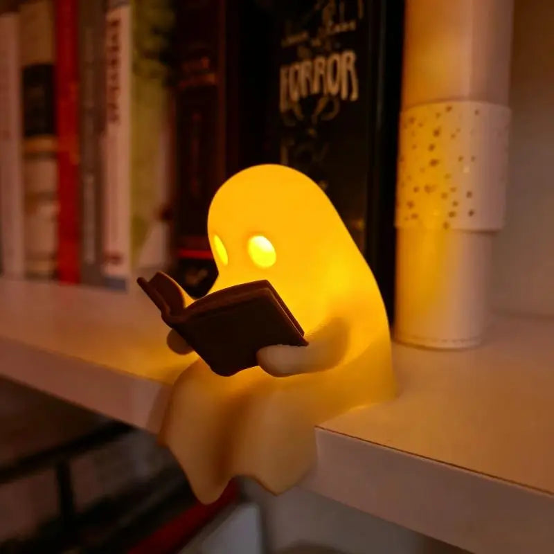 Halloween Desk Ornament Ghost Reading Book LED Light - Battery Operated Decor