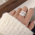 Sterling Silver Geometric Ring for Women Handmade Irregular Retro Gold Zircon
