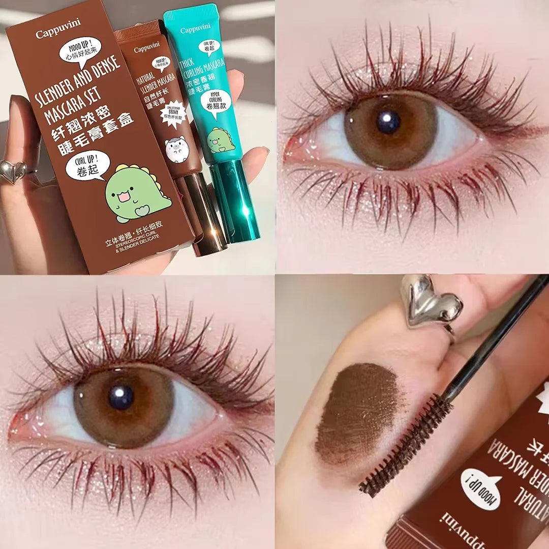Waterproof & Long-Lasting Curl Mascara Set - Brown & Black Eyelash Makeup